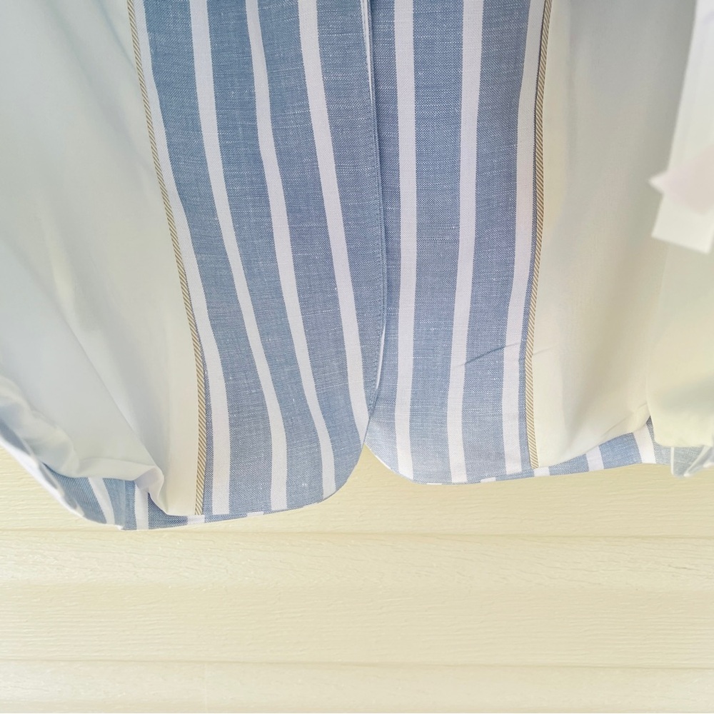 LOFT Blue and White Stripe Linen Blend Modern Blazer Size 14 NWT - Picture 5 of 9